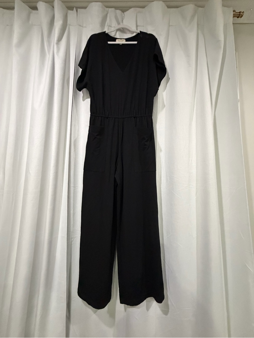 Max Studio Black Short-Sleeve Jumpsuit